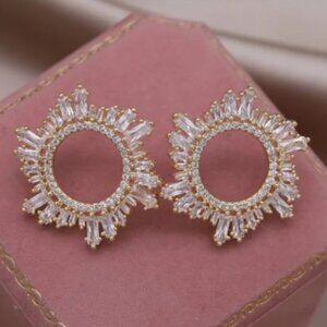 GOLD CZ ROUND EARRINGS